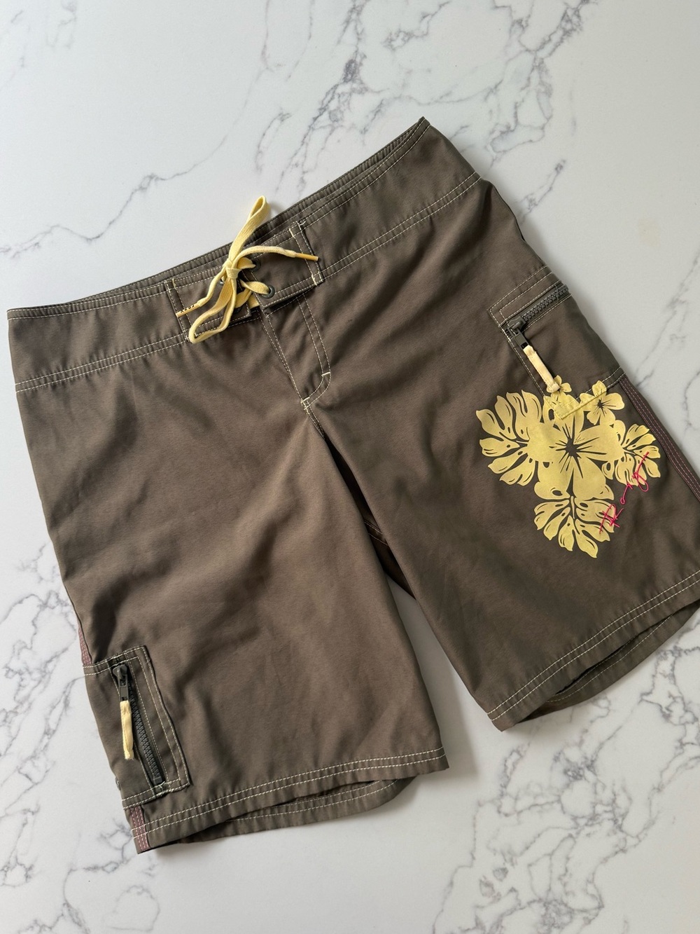 Vintage Roxy Boardshorts - Green/Yellow Hibiscus - Junior's Size 3